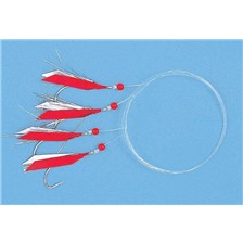 BAS DE LIGNE MER ZEBCO SPECIAL MAQUEREAU MOUCHES ROUGES - LOT DE 10
