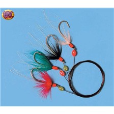 BAS DE LIGNE MER ZEBCO SPECIAL MAQUEREAU PLUMES COLOREES - LOT DE 10