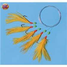 BAS DE LIGNE MER ZEBCO SPECIAL MAQUEREAU PLUMES JAUNES - LOT DE 10
