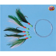 BAS DE LIGNE MER ZEBCO SPECIAL MAQUEREAU PLUMES VERTES - LOT DE 10