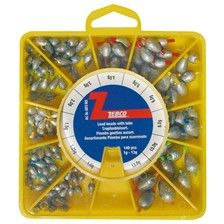 BOITE ASSORTIMENT PLOMB GOUTTE ZEBCO AVEC GAINE - 1 A 13G