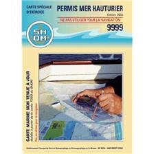 CARTE MARINE D'EXAMEN AU PERMIS MER HAUTURIER 9999 L, PLIEE