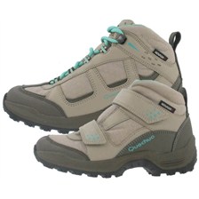 CHAUSSURES RANDONNEE QUECHUA FORCLAZ 100 NOVADRY JUNIOR BEIGE/VERT