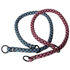 COLLIER CHIEN ETRANGLEUR CHOCO BLEU & ROSE