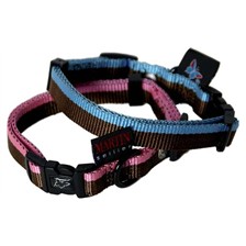 COLLIER CHIEN REGLABLE MARTIN SELLIER CHOCO BLEU & ROSE