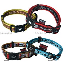 COLLIER REGLABLE NYLON CHIEN MARTIN SELLIER COLLECTION IMPRIMEE