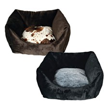 CORBEILLE CHAT SUEDINE CARREE OUATE