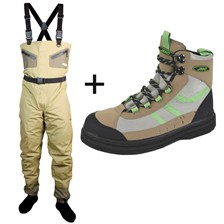 ENSEMBLE WADERS CONTROL OLIVE + CHAUSSURES IMPACT VIBRAM
