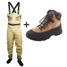 ENSEMBLE WADERS CONTROL OLIVE + CHAUSSURES OURAL HYDROX JMC