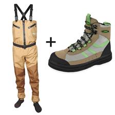 ENSEMBLE WADERS CONTROL ZIP CAMEL + CHAUSSURES IMPACT FEUTRE JMC
