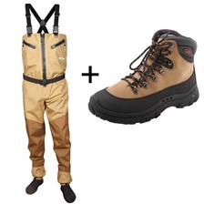 ENSEMBLE WADERS CONTROL ZIP CAMEL + CHAUSSURES OURAL HYDROX JMC