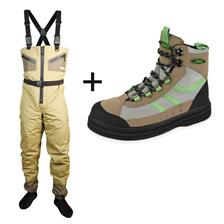ENSEMBLE WADERS CONTROL ZIP OLIVE + CHAUSSURES IMPACT FEUTRE JMC