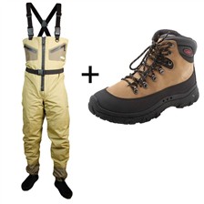 ENSEMBLE WADERS CONTROL ZIP OLIVE + CHAUSSURES OURAL HYDROX JMC