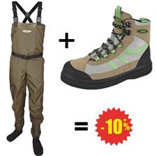 ENSEMBLE WADERS FIRST OLIVE FONCÉ + CHAUSSURES IMPACT VIBRAM