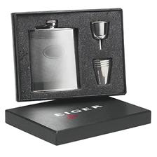 FLASQUE + 4 VERRES INOX EIGER COFFRET CADEAU