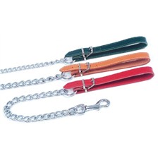 LAISSE CHAINE AVEC POIGNEE CUIR 