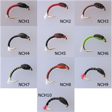 MOUCHES NYMPHES DE CHIRONOME DEVAUX NCH - LOT DE 12