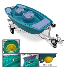 PACK BARQUE DE PECHE FUN YAK 310 CALICOBA + REMORQUE RAMPE + TREUIL + ROUE JOCKEY