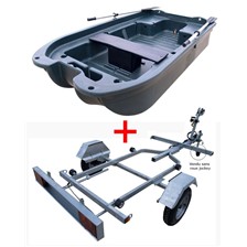 PACK BARQUE DE PECHE SEAECO 250 BASIC + AVIRONS + REMORQUE A ROULEAUX