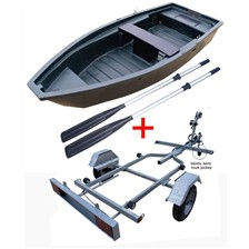 PACK BARQUE DE PECHE SEAECO 310 CLASSIC + AVIRONS + REMORQUE A ROULEAUX