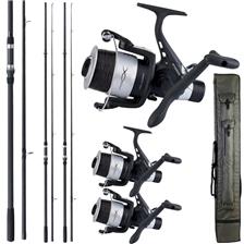 PACK CARPE SERT 3 CANNES CARP TRIP + 3 MOULINETS CARP TRIAL + FOURREAU
