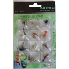 PACK DE 12 MOUCHES SECHES TRUITE BALZER MANNI STUMPF