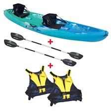 PACK KAYAK SIT ON TOP BI-PLACE OCEAN KAYAK MALIBU TWO + DOSSERETS + PAGAIES + GILETS
