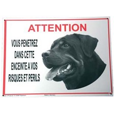 PANNEAU AVERTISSEMENT "ATTENTION ROTTWEILER" 