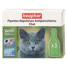 PIPETTE REPULSIVE ANTIPARASITAIRE CHAT BEAPHAR VETONATURE - PACK DE 3
