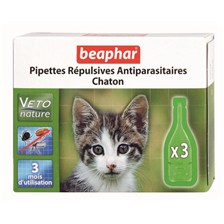 PIPETTE REPULSIVE ANTIPARASITAIRE CHATON BEAPHAR VETONATURE - PACK DE 3