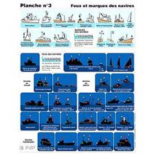 PLANCHE AUTOCOLLANTE : FEUX ET MARQUES DES NAVIRES EN MER