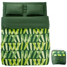 SAC DE COUCHAGE AVEC MATELAS 15° QUECHUA SLEEPIN' BED CAMP 2 PLACES 140 TRONCS VERT
