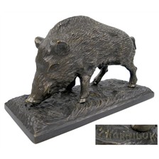 STATUE BRONZE SANGLIER EN PATURE