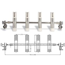 SUPPORT CANNE SEANOX REGLABLE ET ORIENTABLE INOX 4 TUBES OUVERTS POUR BALCON