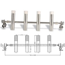 SUPPORT CANNE / TANGON SEANOX REGLABLE ET ORIENTABLE INOX 4 TUBES FERMES POUR BALCON