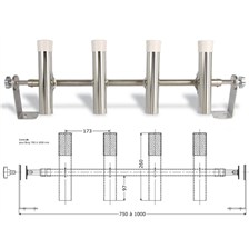 SUPPORT CANNE / TANGON SEANOX REGLABLE MULTI-POSITION INOX 4 TUBES FERMES
