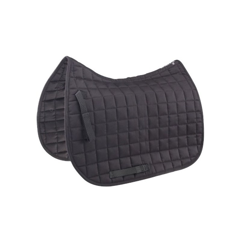 Tapis De Selle Velours FULL - Noir - Forme Jumping - Passepoil Double Torsion - Pour Équitation