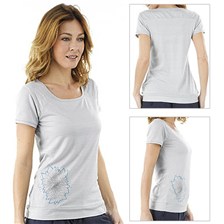 TEE-SHIRT MANCHES COURTES QUECHUA TECHWOOL FRESH 200 FEMME GRIS CLAIR