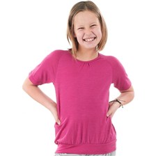 TEE-SHIRT MANCHES COURTES QUECHUA TECHWOOL JUNIOR ROSE