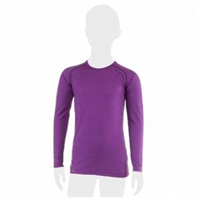 TEE SHIRT QUECHUA TECHWOOL COL ROND JUNIOR VIOLET