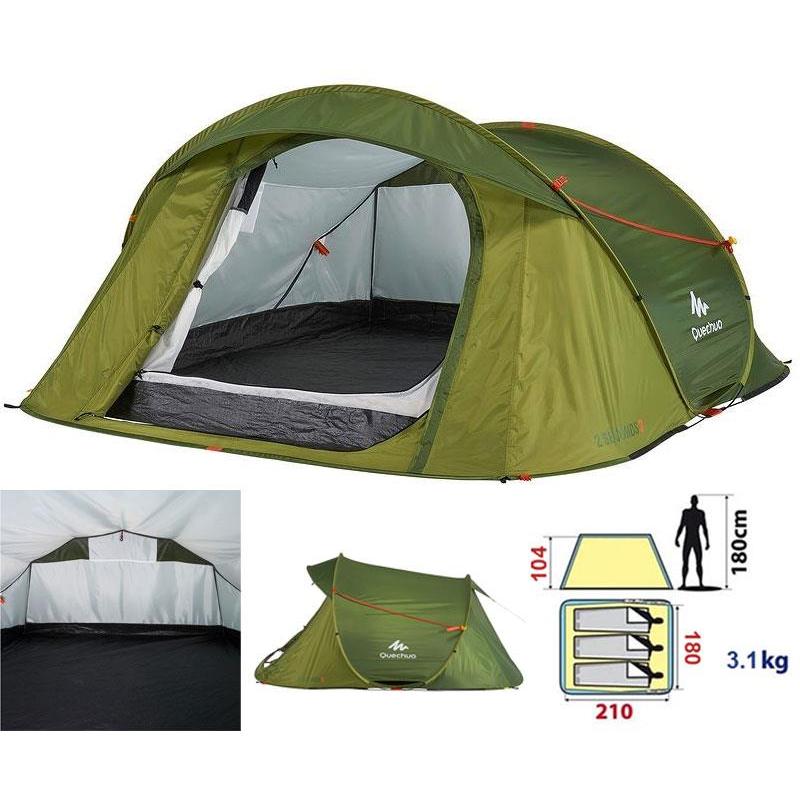 TENTE INSTANTANEE QUECHUA 2 SECONDS EASY 3 VERT 3 PLACES TENTE INSTANTANEE QUECHUA 2 SECONDS EASY 3 VERT 3 PLACES
