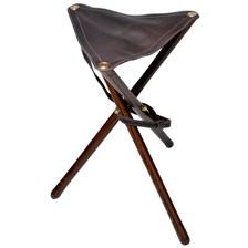 TREPIED BOIS DESSUS CUIR LUXE