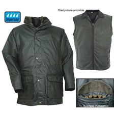 VESTE CHASSE IMPERMEABLE PERCUSSION IMPERTANE AVEC GILET POLAIRE AMOVIBLE