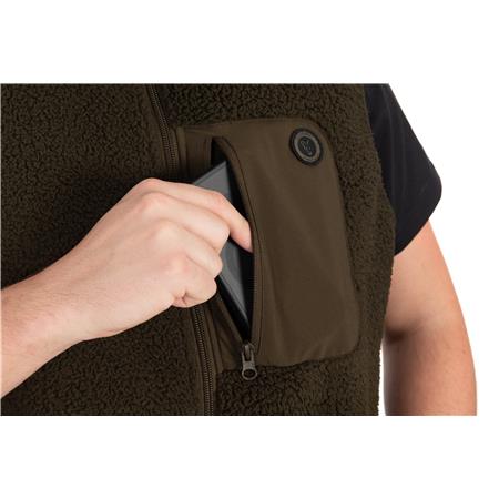 ÆRMELØS HERREVEST FOX OLIVE SHERPA HYBRID GILET - OLIVEN