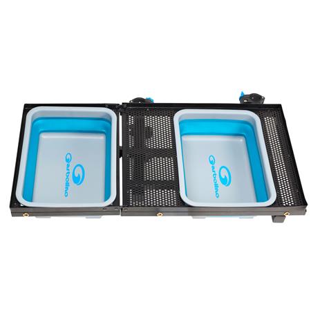 ABLAGETISCH FÜR 2 KOMPAKTIERBARE BOXEN OHNE FUß MIT EINSÄTZEN FÜR HALTERUNGS KITS/ZELT GARBOLINO POUR 2 BACS COMPACTABLES SANS PIED AVEC INSERTS POUR SUPPORTS KITS/TENTE