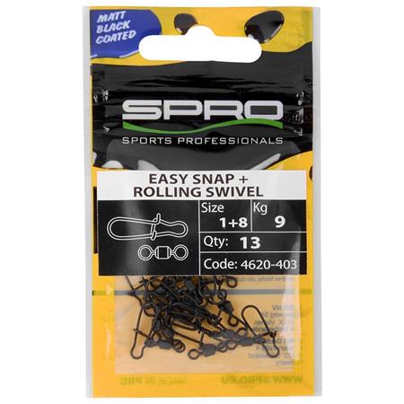 Αγκράφα Spro Matte Black Easy Snap + Rolling Swivel