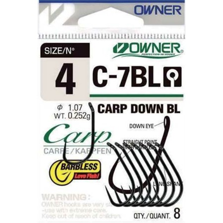 AMO CARPA OWNER C-7 CARP DOWN BARBLESS BLACK CHROME