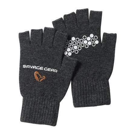 Ανδρικά Γάντια Savage Gear Knitted Half Finger Glove - Γκρι