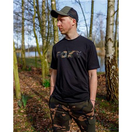 ΑΝΔΡΙΚΉ ΚΟΝΤΟΜΆΝΙΚΗ ΜΠΛΟΎΖΑ FOX BLACK/CAMO LOGO T-SHIRT - ΜΑΎΡΟ