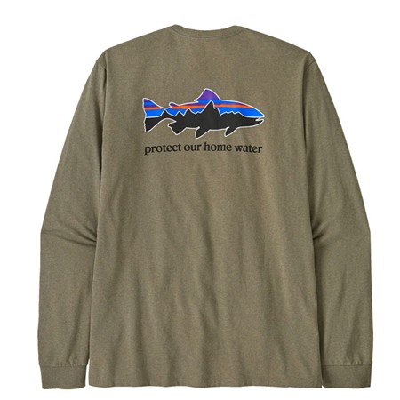 Ανδρικό Μακρυμάνικο T-Shirt Patagonia L/S Home Water Trout Responsibili-Tee - River Rock Πράσινο